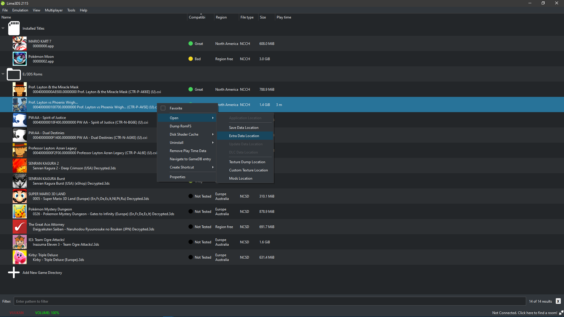 Citra open extdata folder from context menu