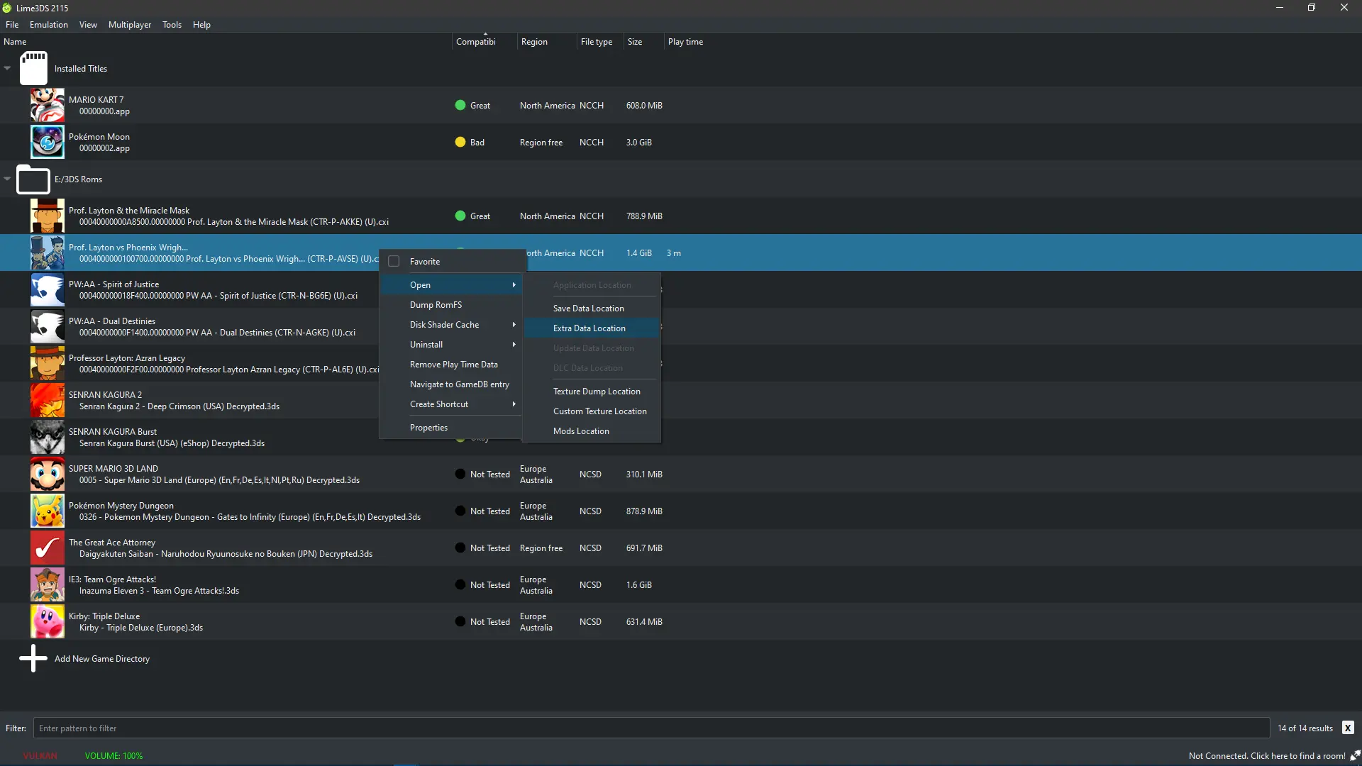 Citra open extdata folder from context menu