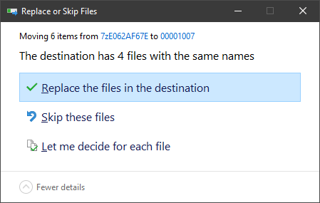 Windows File Copy - Replace Files Dialog